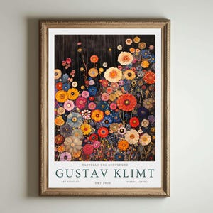 Gustav Klimt Druck, Klimt Museum Poster, Gustav Klimt Poster, Klimt Ausstellungsplakat, Gustav Klimt Malerei, Blumengarten, Blumenkunstwerk