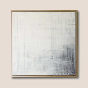 Minimalistisches abstraktes Grid Poster - Neutraler Pastel Line Art Print, quadratisches Wanddekor, ruhige moderne Geometrie, inspiriert von Agnes Martin
