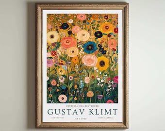 Gustav Klimt Print, Klimt Museum Poster, Gustav Klimt Poster, Klimt Exhibition Poster, Gustav Klimt Painting, Flower Garden, Floral Artwork