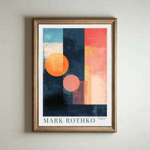 Póster de Mark Rothko, Mark Rothko, impresión de Mark Rothko, póster de exposición, arte mural moderno, pintura para colorear, mediados de siglo