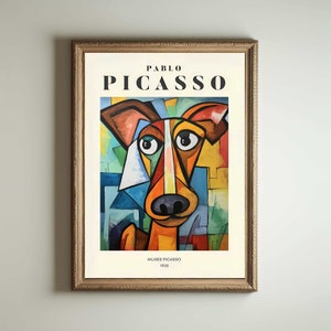 Picasso Dog, Picasso Wall Art, Picasso Exhibition Print, Neutral Beige Vintage Minimalist Gift Idea, Famous Artist Print Decor
