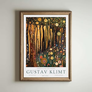 Lámina de Gustav Klimt, póster del Museo Klimt, póster de Gustav Klimt, póster de la exposición de Klimt, pintura de Gustav Klimt, jardín de flores, obra floral