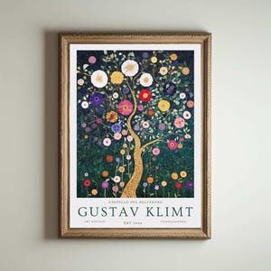 Lámina de Gustav Klimt, póster del Museo Klimt, póster de Gustav Klimt, póster de la exposición de Klimt, pintura de Gustav Klimt, jardín de flores, obra floral