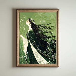 Lámina Art Nouveau, Póster Art Nouveau, Diosa Griega, Lámina Art Nouveau, Arte Divino Femenino, Decoración del Hogar de Mitología Griega