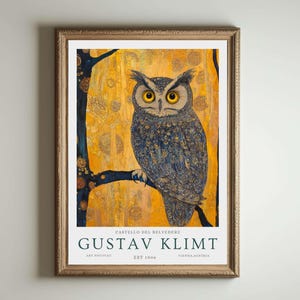 Gustav Klimt Druck, Klimt Museum Poster, Gustav Klimt Poster, Klimt Ausstellungsplakat, Gustav Klimt Malerei, Blumengarten, Eulen Kunst