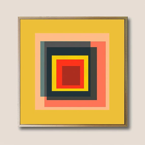 ジョセフアルバース風 デザインフレーム Josef Albers BAUHAUS Josef Albers, Geometric Square Color Poster, Bauhaus Abstract Wall