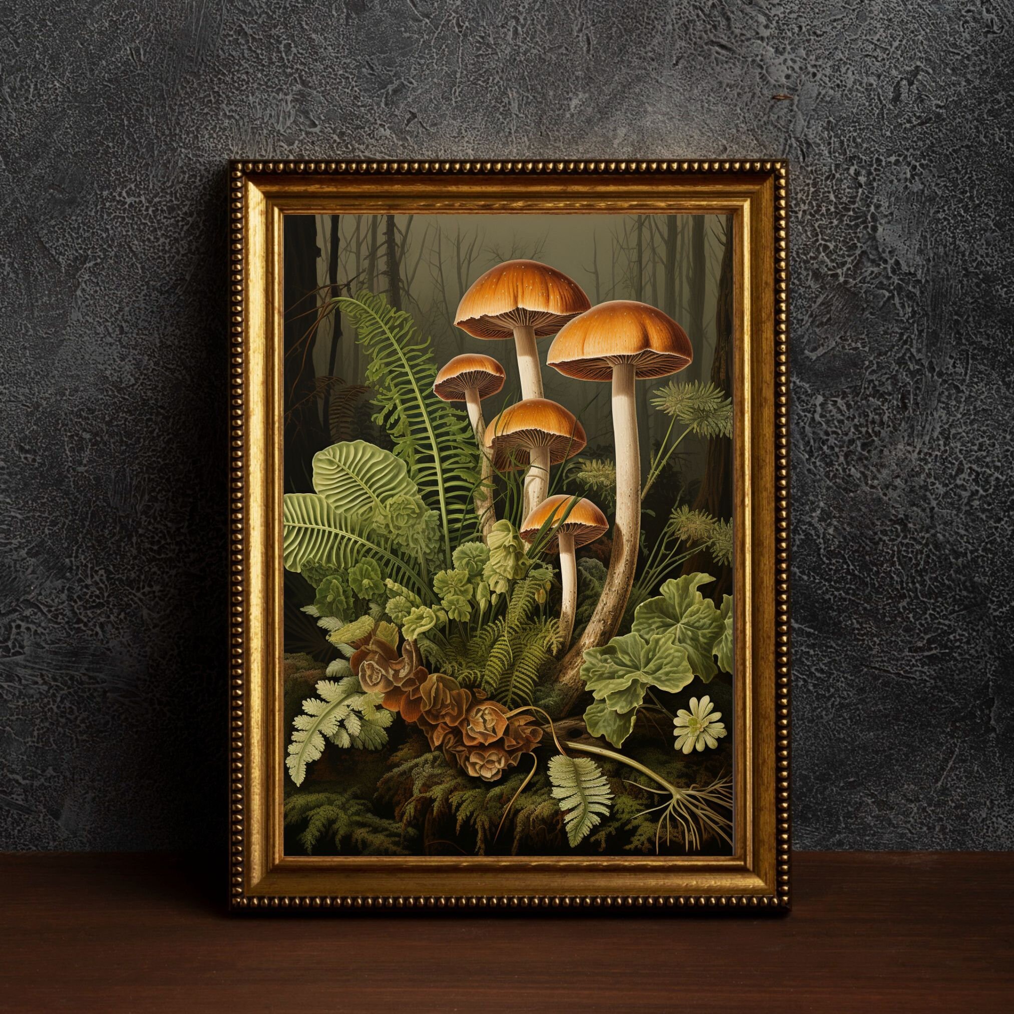 Mushroom Print, Dark Cottagecore Art, Goblincore Decor, Fairycore Oil ...