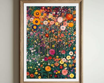 Gustav Klimt Print, Klimt Museum Poster, Gustav Klimt Poster, Klimt Exhibition Poster, Gustav Klimt Painting, Flower Garden, Floral Artwork