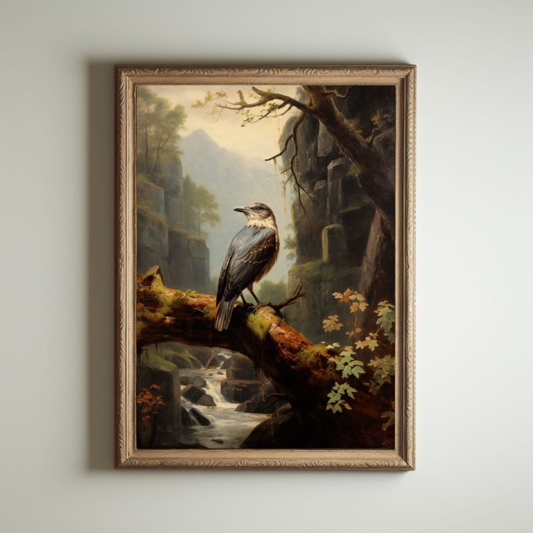 Décoration Murale Fenêtre De Forêt - Poster Cottagecore 60x90 Cm - Impression Sur Toile Pour Salon, Chambre, Bureau