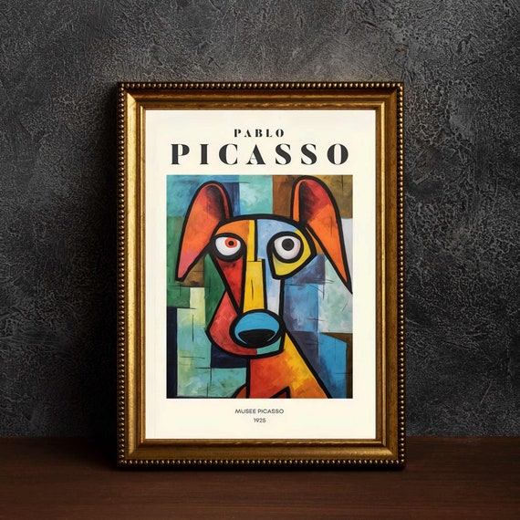 ピカソ犬、ピカソ壁画、ピカソ展覧会プリント、ニュートラルベージュ 