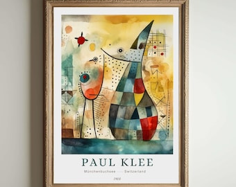 Estampe de Paul Klee, art moderne abstrait, affiche Bauhaus, art mural géométrique coloré, peinture expressionniste, décoration moderne du milieu du siècle