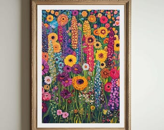 Gustav Klimt Print, Klimt Museum Poster, Gustav Klimt Poster, Klimt Exhibition Poster, Gustav Klimt Painting, Flower Garden, Floral Artwork