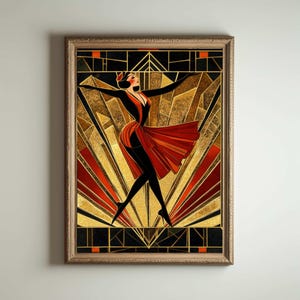 Póster Art Déco de los años 20, impresión Art Déco, arte de pared Art Déco, estilo Art Déco, decoración Art Nouveau maximalista, decoración divertida para el baño