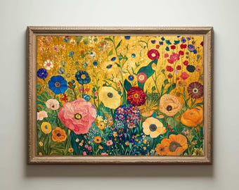 Gustav Klimt Print, Klimt Museum Poster, Gustav Klimt Poster, Klimt Exhibition Poster, Gustav Klimt Painting, Flower Garden, Floral Artwork