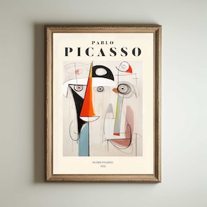 Póster de arte de Picasso, arte mural de Picasso, impresión de exposición de Picasso, idea de regalo minimalista vintage en beige neutro, decoración con impresión de artista famoso