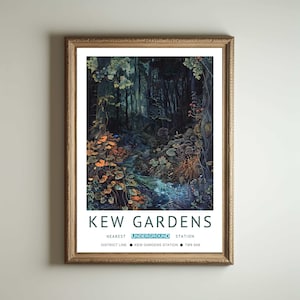 Impresión de los jardines de Kew, impresión de William Morris, impresión de Londres, póster de William Morris, arte mural vintage, arte floral, póster vintage