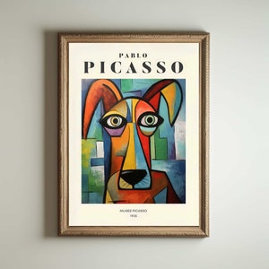 Picasso Dog, Picasso Wall Art, Picasso Exhibition Print, Neutral Beige Vintage Minimalist Gift Idea, Famous Artist Print Decor