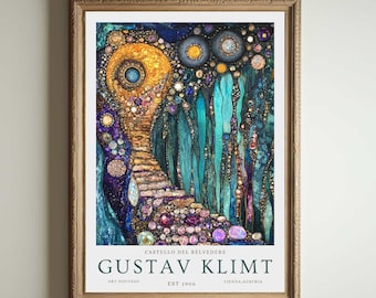 Gustav Klimt Print, Klimt Museum Poster, Gustav Klimt Poster, Klimt Exhibition Poster, Gustav Klimt Painting, Cavern of Gems, Floral Artwork
