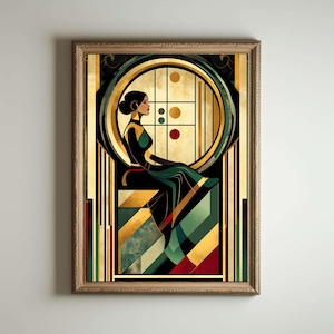 Póster Art Déco de los años 20, impresión Art Déco, arte de pared Art Déco, estilo Art Déco, decoración Art Nouveau maximalista, decoración divertida para el baño