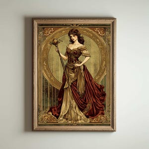 Impresión Art Nouveau, póster Art Nouveau, diosa griega, impresión Art Nouveau, arte femenino divino, decoración del hogar de mitología griega