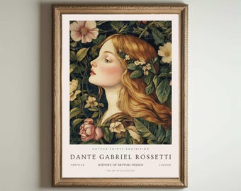 Dante Gabriel Rossetti, Stampa di Dante Gabriel Rossetti, Poster dei Kew Gardens di Londra, Arte murale vintage, Arte floreale preraffaellita