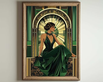 1920s Art Deco Poster, Art Deco Print, Art Deco Wall Art, Art Deco Style, Maximalist Art Noveau Decor, Funny Bathroom Deocr