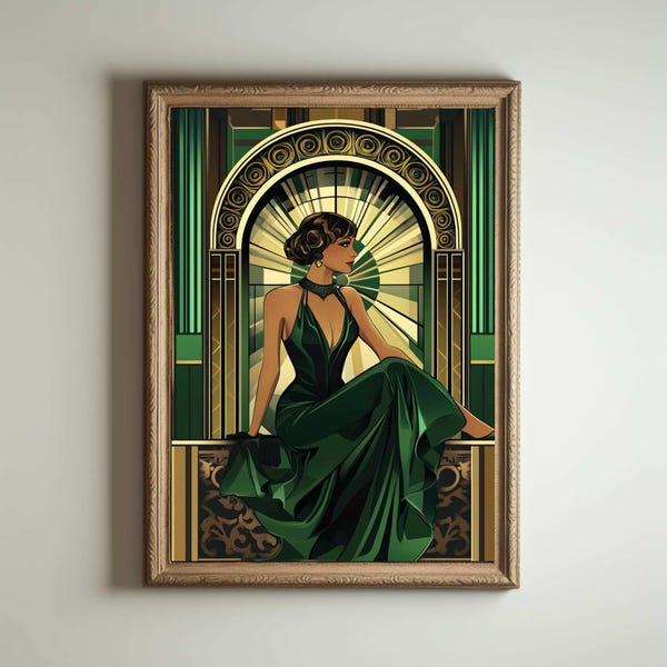 1920s Art Deco Poster, Art Deco Print, Art Deco Wall Art, Art Deco Style, Maximalist Art Noveau Decor, Funny Bathroom Deocr