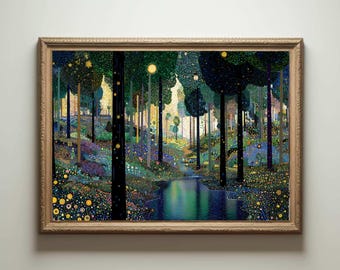 Stampa di Gustav Klimt, Poster del Museo Klimt, Poster di Gustav Klimt, Poster della mostra di Klimt, Dipinto di Gustav Klimt, Giardino fiorito, Opera d'arte floreale