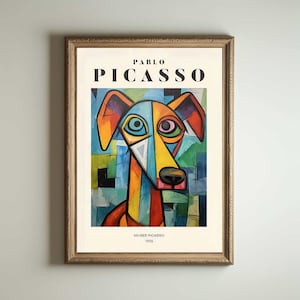 Picasso Hund, Picasso Wandkunst, Picasso Ausstellung Druck, Neutral Beige Vintage minimalistische Geschenkidee, berühmte Künstler Druck Dekor