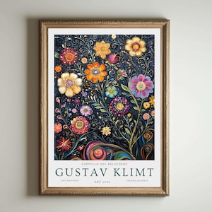 Gustav Klimt Druck, Klimt Museum Poster, Gustav Klimt Poster, Klimt Ausstellungsplakat, Gustav Klimt Malerei, Blumengarten, Blumenkunstwerk