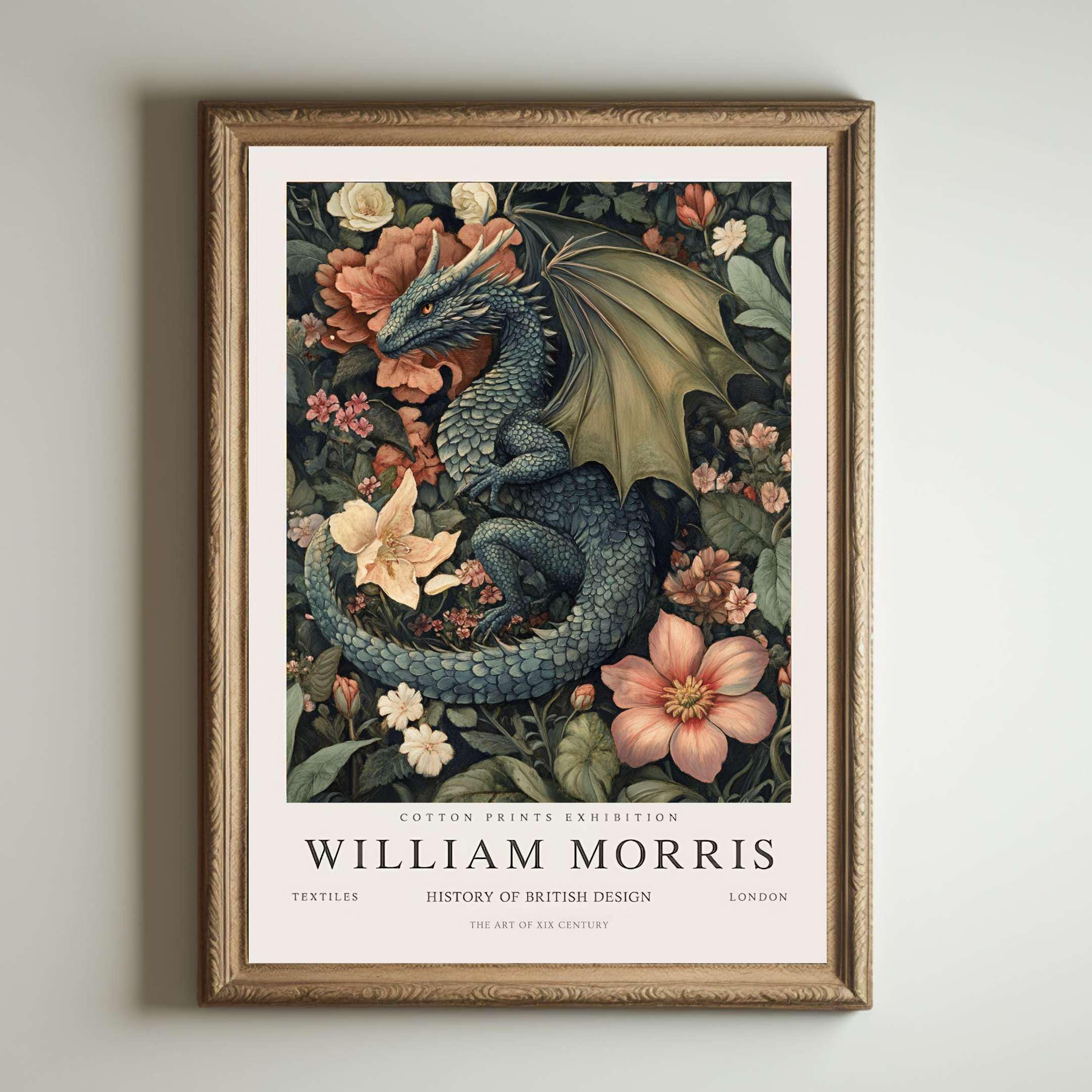 William Morris Print, Kew Gardens Print, London Print, William Morris Poster, Vintage Wall Art, Floral Art, Vintage Poster, Dragon Art