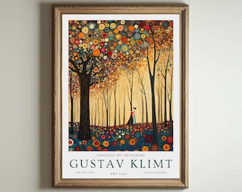 Gustav Klimt Print, Klimt Museum Poster, Gustav Klimt Poster, Klimt Exhibition Poster, Gustav Klimt Painting, Flower Garden, Floral Artwork