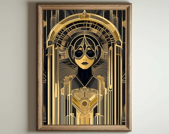 1920s Art Deco Poster, Art Deco Print, Art Deco Wall Art, Art Deco Style, Maximalist Art Noveau Decor, Funny Bathroom Deocr