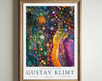 Gustav Klimt Print, Klimt Museum Poster, Gustav Klimt Poster, Klimt Exhibition Poster, Gustav Klimt Painting, Cavern of Gems, Floral Artwork