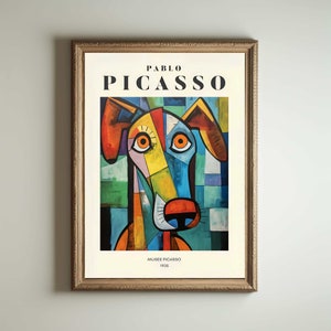 Picasso Dog, Picasso Wall Art, Picasso Exhibition Print, Neutral Beige Vintage Minimalist Gift Idea, Famous Artist Print Decor