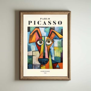 Picasso Dog, Picasso Wall Art, Picasso Exhibition Print, Neutral Beige Vintage Minimalist Gift Idea, Famous Artist Print Decor