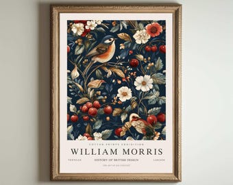 Affiche William Morris Strawberry Thief, impression Kew Gardens, impression Londres, affiche William Morris, art mural vintage, art floral, affiche vintage