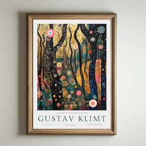 Gustav Klimt Druck, Klimt Museum Poster, Gustav Klimt Poster, Klimt Ausstellungsplakat, Gustav Klimt Malerei, Blumengarten, Blumenkunstwerk