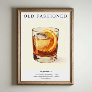 Altmodische Kunstdruck | Barwagen Dekor | Cocktail-Poster | Signatur Drink Sign | Trendige minimalistische elegante raffinierte Retro Happy Hour