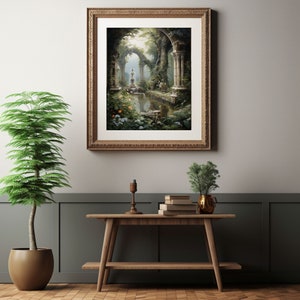 Baroque Art | Greenhouse Botanical Renaissance Wall Decor, Cottagecore Aesthetic, Light Academia Print, Victorian Conservatory Oil Painting image 4