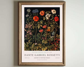 Dante Gabriel Rossetti, Stampa di Dante Gabriel Rossetti, Poster dei Kew Gardens di Londra, Arte murale vintage, Arte floreale preraffaellita