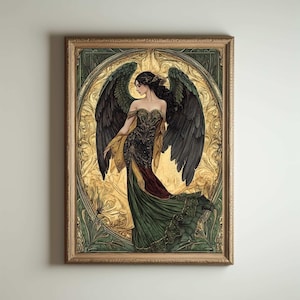 Lámina Art Nouveau, Póster Art Nouveau, Diosa Griega, Lámina Art Nouveau, Arte Divino Femenino, Decoración del Hogar de Mitología Griega