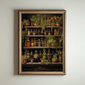 Impresión artística de boticario vintage / barroco, decoración de pared renacentista, estética cottagecore, academia ligera, pintura al óleo de invernadero victoriano