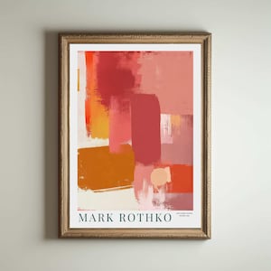 Póster de Mark Rothko, Mark Rothko, impresión de Mark Rothko, póster de exposición, arte mural moderno, pintura para colorear, mediados de siglo