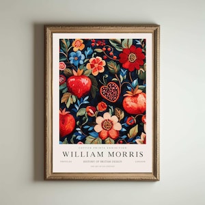 Impresión de granada de William Morris, impresión de los jardines de Kew, impresión de Londres, póster de William Morris, arte mural vintage, arte floral, póster vintage