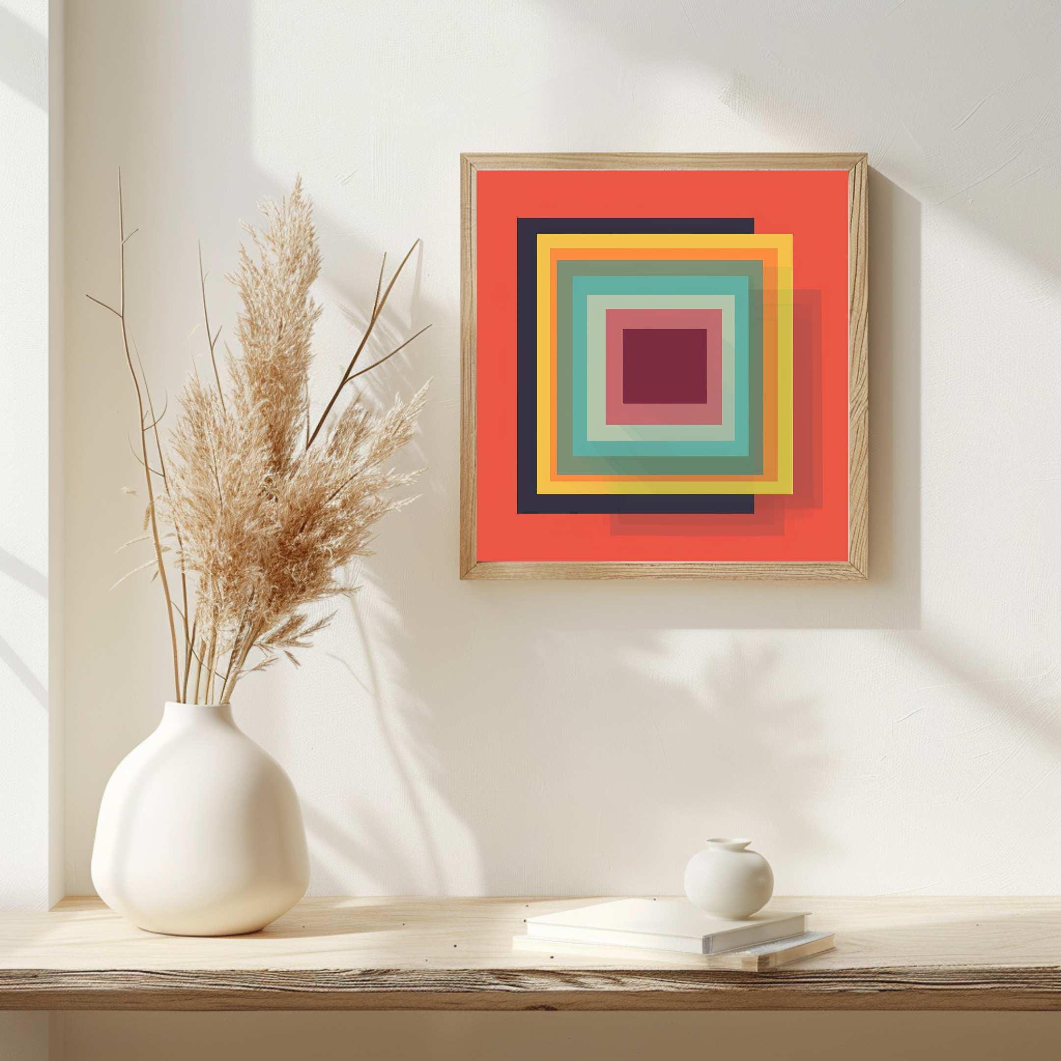 ジョセフアルバース風 デザインフレーム Josef Albers BAUHAUS Josef Albers, Geometric Square Color Poster, Bauhaus Abstract Wall