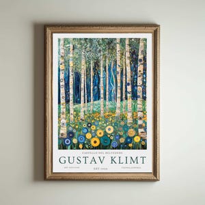 Lámina de Gustav Klimt, póster del Museo Klimt, póster de Gustav Klimt, póster de la exposición de Klimt, pintura de Gustav Klimt, jardín de flores, obra floral