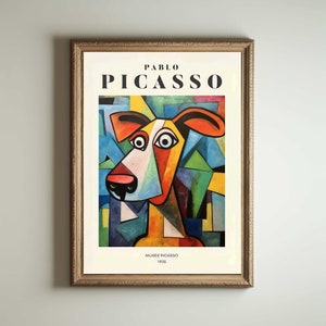 Picasso Dog, Picasso Wall Art, Picasso Exhibition Print, Neutral Beige Vintage Minimalist Gift Idea, Famous Artist Print Decor