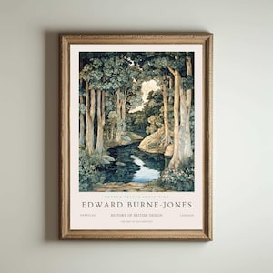 Edward Burne Jones, grabado de Burne-Jones, pintura de los jardines de Kew, grabado de Londres, póster de Burne-Jones, arte mural vintage, arte floral, prerrafaelita