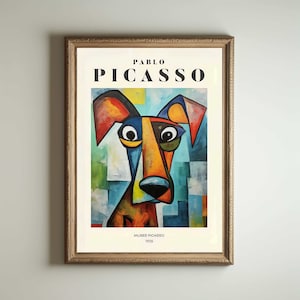 Picasso Dog, Picasso Wall Art, Picasso Exhibition Print, Neutral Beige Vintage Minimalist Gift Idea, Famous Artist Print Decor